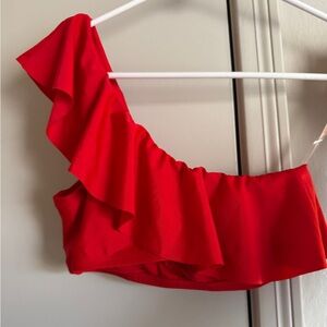 Kona Sol Red One Shoulder Swim Top